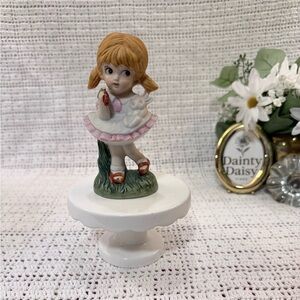 Porcelain Girl Figurine with Bunny-Korea